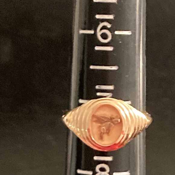 Ultra Rare 14k ROSE Gold Retrouvai Tiered Signet Ring! Flying pig, Sz 7.5, $1370 - Picture 7 of 10